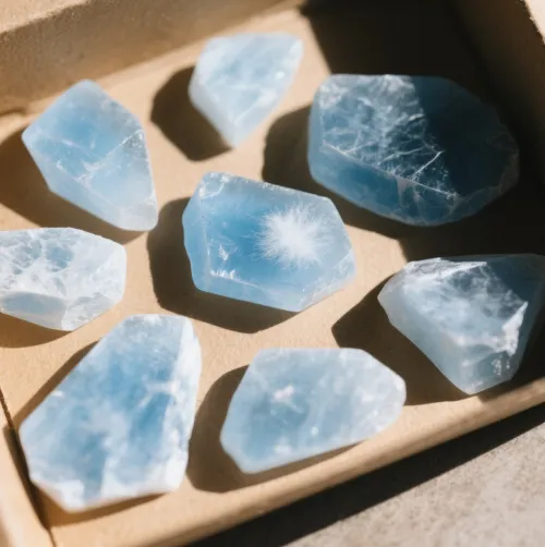 Geologist examining vivid blue kyanite crystal formations in metamorphic rock